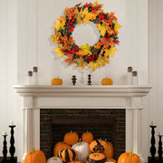 Dia.40CM Christmas Halloween LED Artificial Maple Leaf Autumn Wreath Seasonal & Holiday Decorations Living and Home 