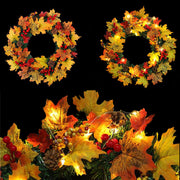 Dia.40CM Christmas Halloween LED Artificial Maple Leaf Autumn Wreath Seasonal & Holiday Decorations Living and Home 