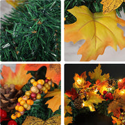 Dia.40CM Christmas Halloween LED Artificial Maple Leaf Autumn Wreath Seasonal & Holiday Decorations Living and Home 