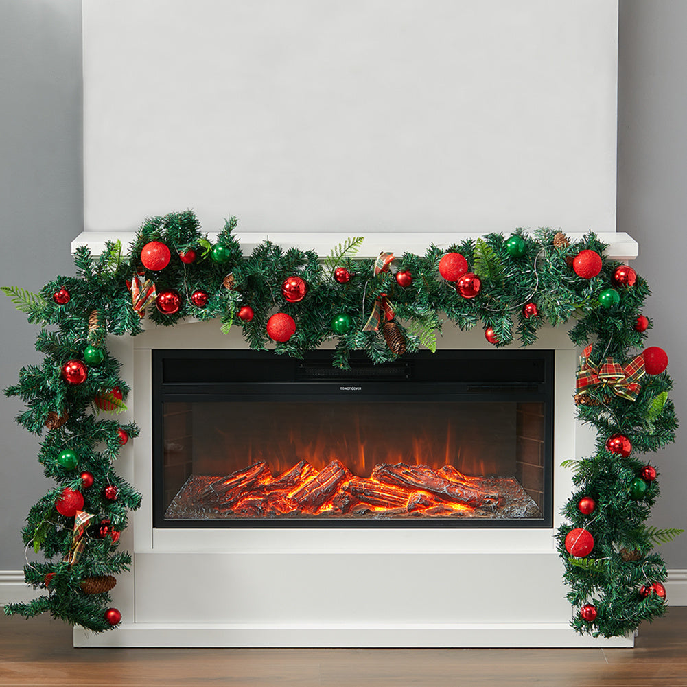 2.7m Christmas Garland with Lights Fireplace Mantel Door Stair Window Decorations Wreaths & Garlands Living and Home #2 