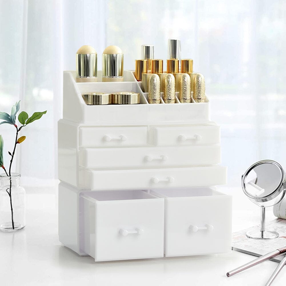 Plastic White Acrylic Beauty Makeup Organizer with Drawers Makeup Organizers Living and Home 