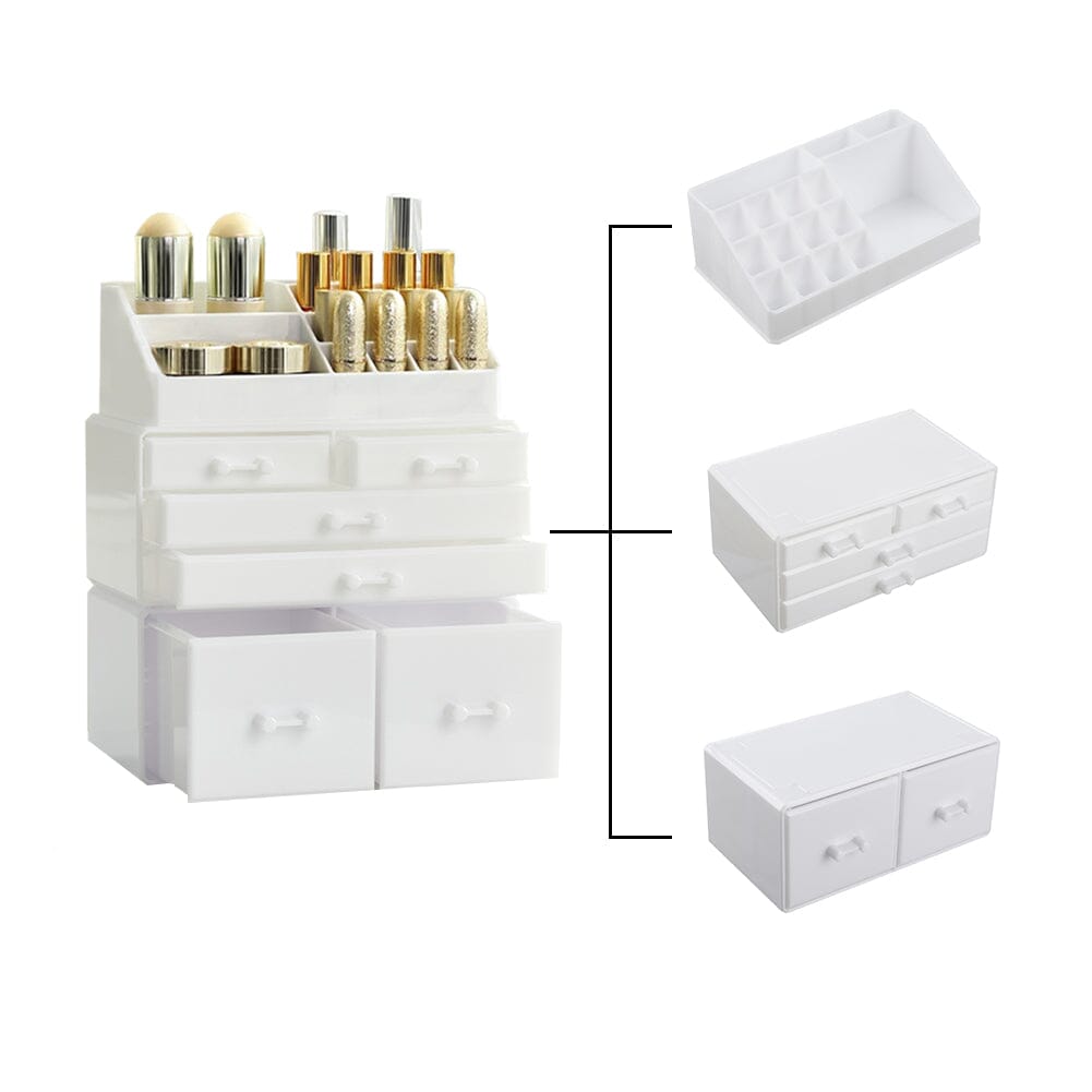 Plastic White Acrylic Beauty Makeup Organizer with Drawers Makeup Organizers Living and Home 