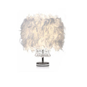 Fluffy Feather Table Lamp Bedside Nightstand Lamp with Crystal Decor Table Lamps Living and Home 