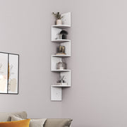 5 Tier Wooden Zigzag Floating Corner Shelves Wall Shelves Living and Home White 