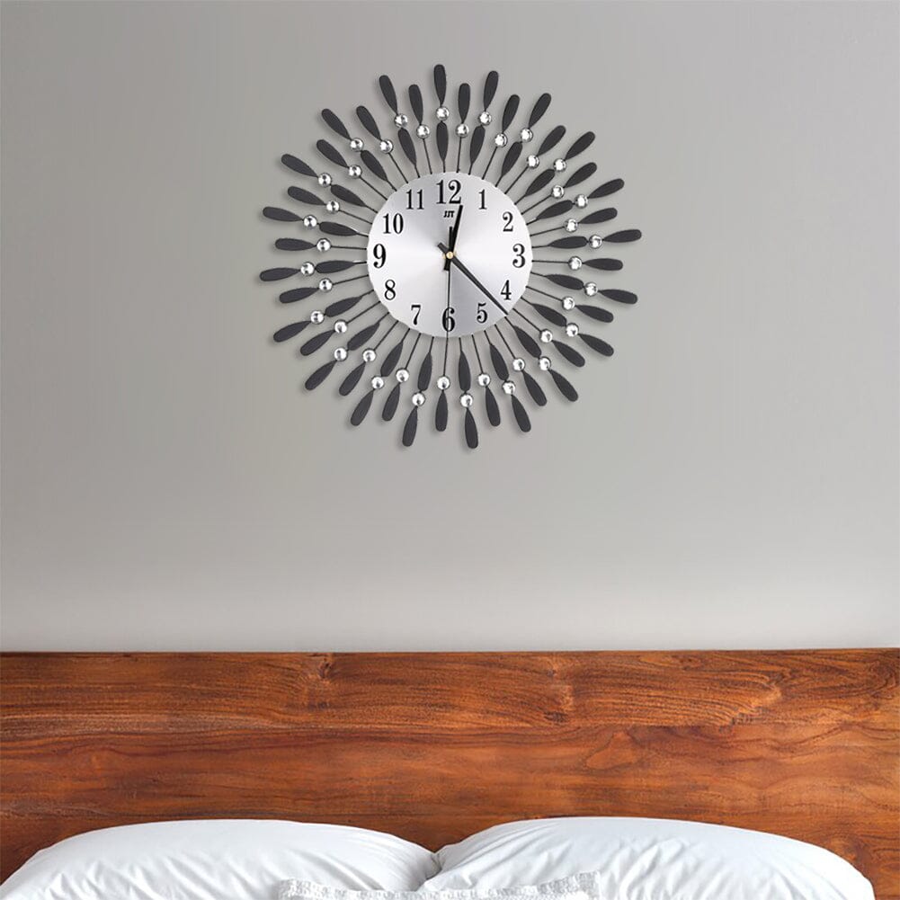 3D Silent Drop Shape Metal Wall Clock with Crystal Wall Decoration Wall Clocks Living and Home 