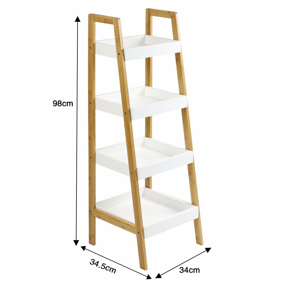 4-Tier Nordic Freestanding Wooden Ladder Shelf Storage Organizer Shelves & Racks Living and Home 