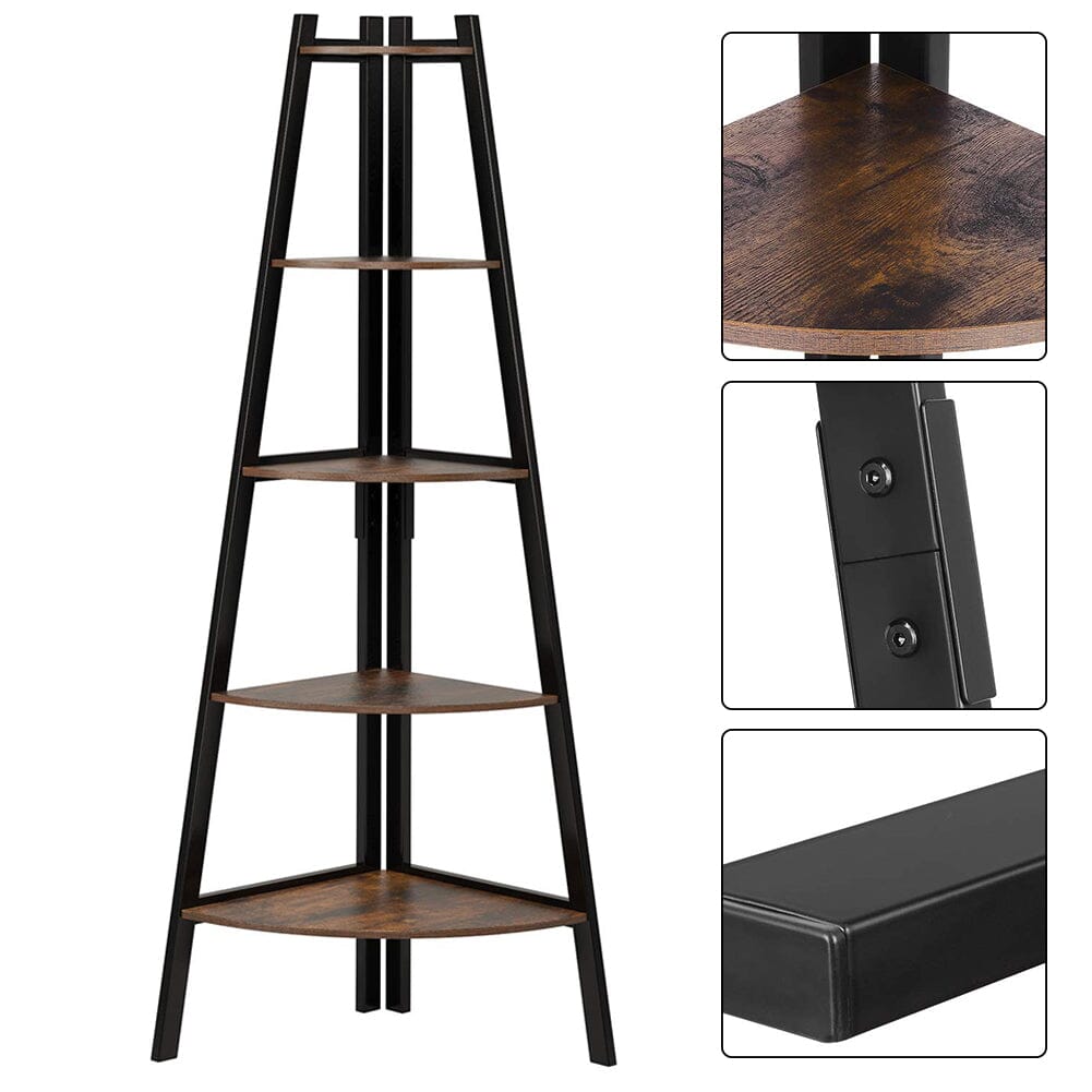 5-Tier Indoor Bookshelf Display Shelf Solid Wood Plant Stand Shelves & Racks Living and Home 