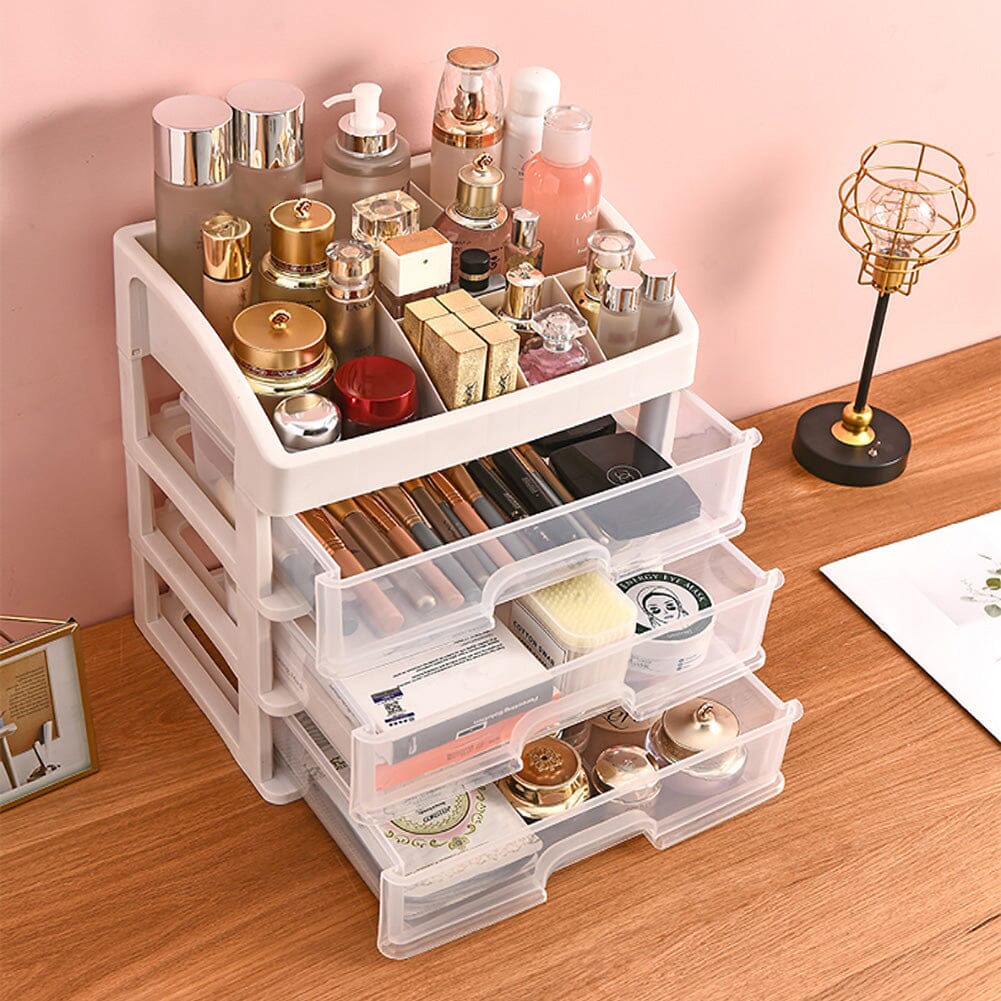 3-Drawer Design Makeup Organizer Clear Drawers Makeup Organizers Living and Home 