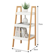 3-Tier Nordic Freestanding Wooden Ladder Shelf Storage Organizer Shelves & Racks Living and Home 