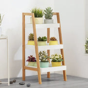 3-Tier Nordic Freestanding Wooden Ladder Shelf Storage Organizer Shelves & Racks Living and Home 