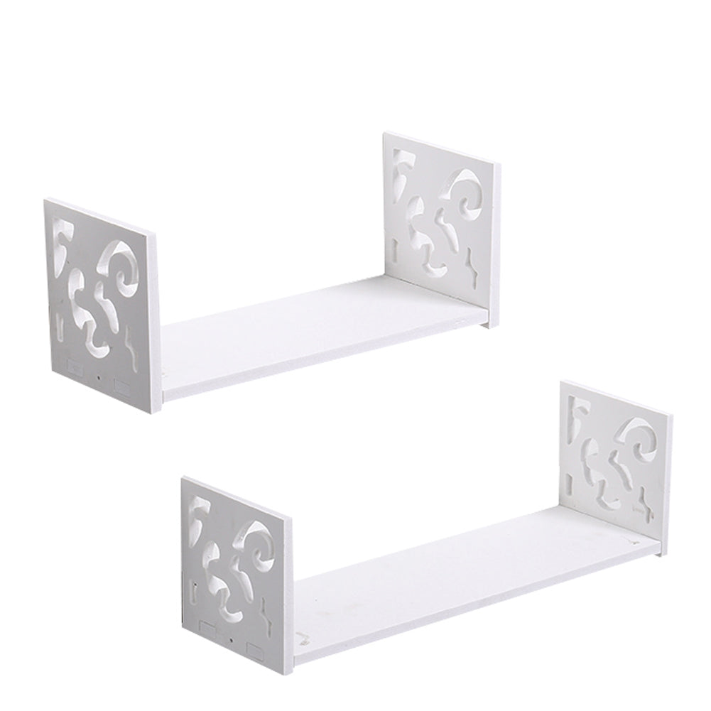 2 Pcs U-Shaped Wall Shelves Hollow Patterns Floating Storage Shelves Wall & Display Shelves Living and Home 