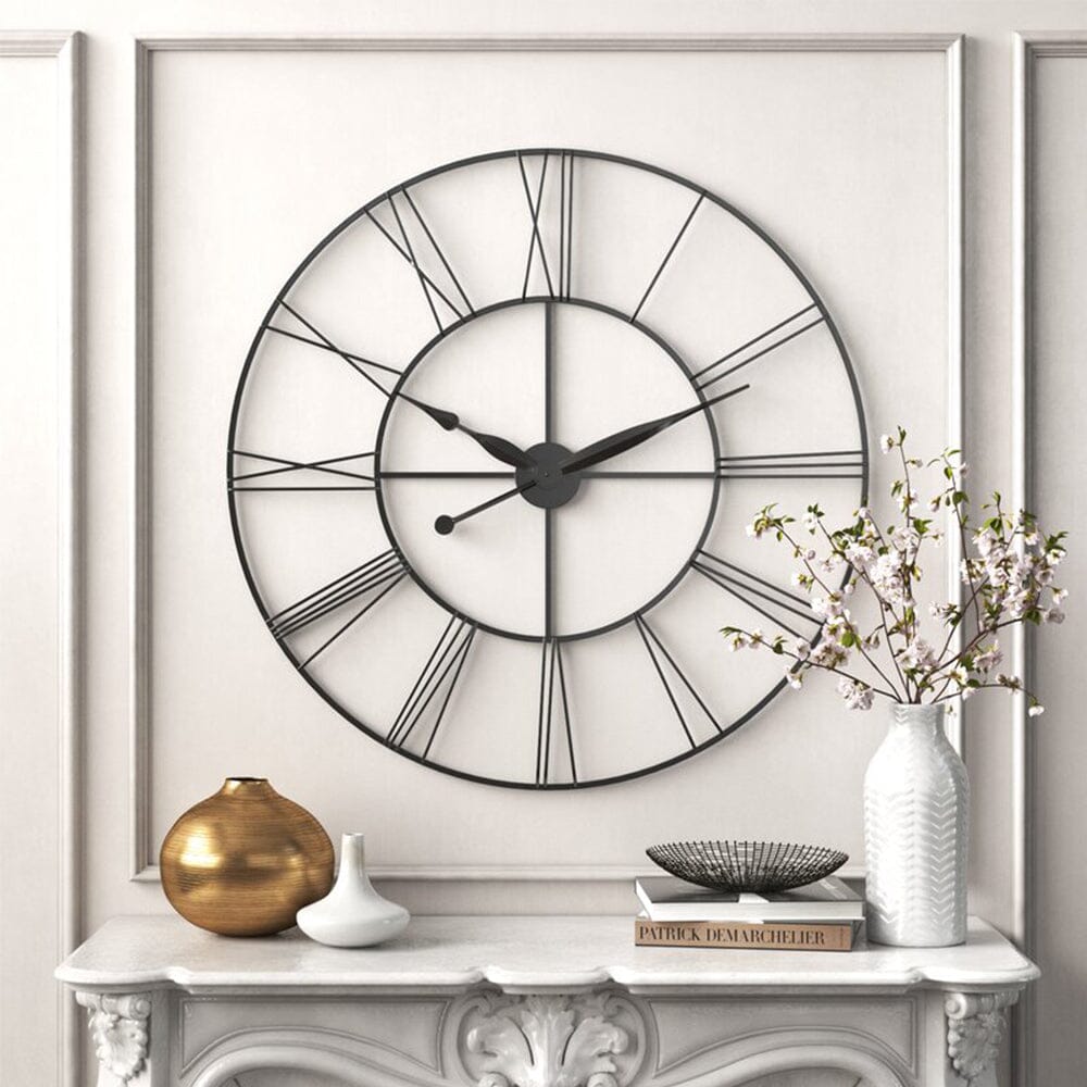 60cm Large Vintage Cut-Out Metal Wall Clock Wall Clocks Living and Home 