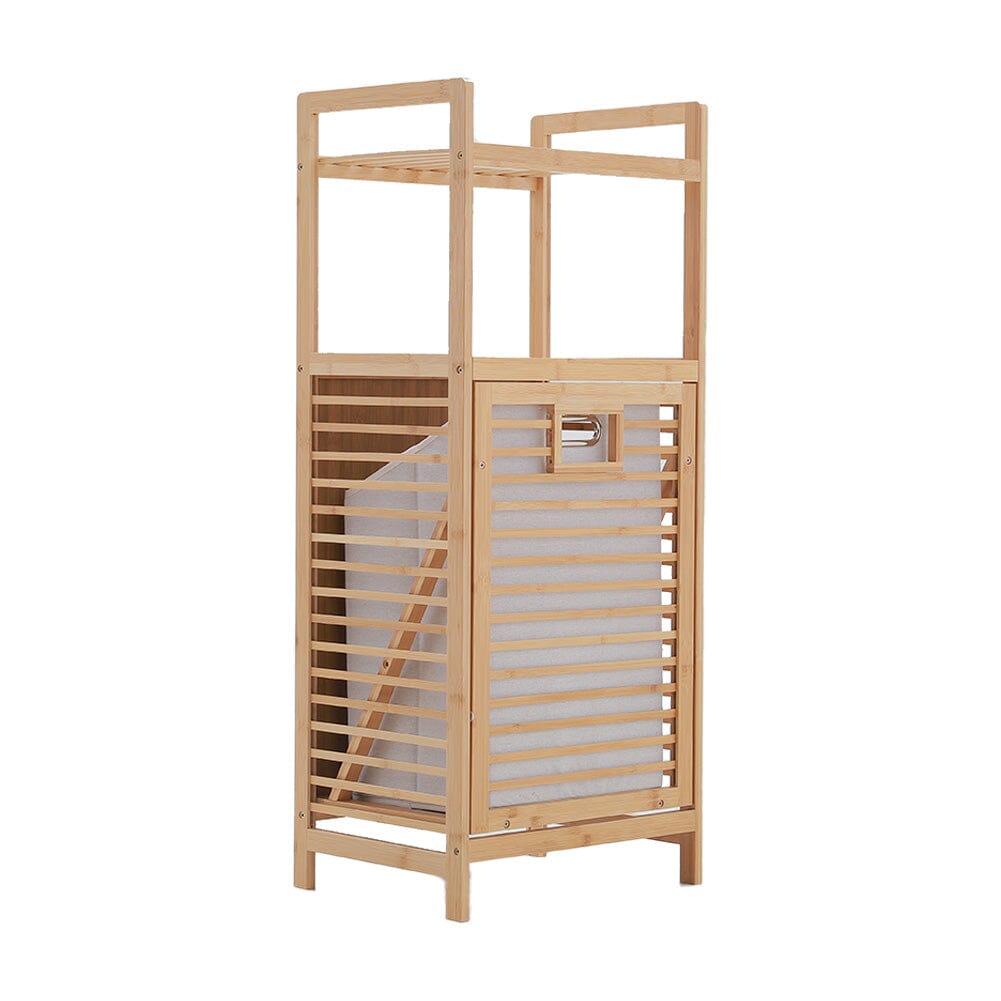 3/4 Tier Bamboo Laundry Basket Dirty Hanger Bottom With Liner Pockets Laundry Baskets Living and Home 