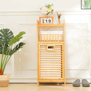 3/4 Tier Bamboo Laundry Basket Dirty Hanger Bottom With Liner Pockets Laundry Baskets Living and Home 