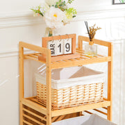 3/4 Tier Bamboo Laundry Basket Dirty Hanger Bottom With Liner Pockets Laundry Baskets Living and Home 