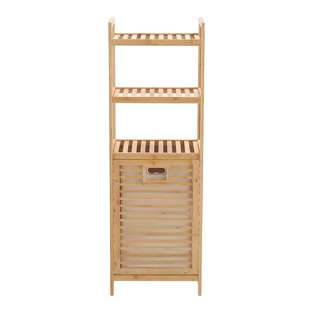 3/4 Tier Bamboo Laundry Basket Dirty Hanger Bottom With Liner Pockets Laundry Baskets Living and Home 