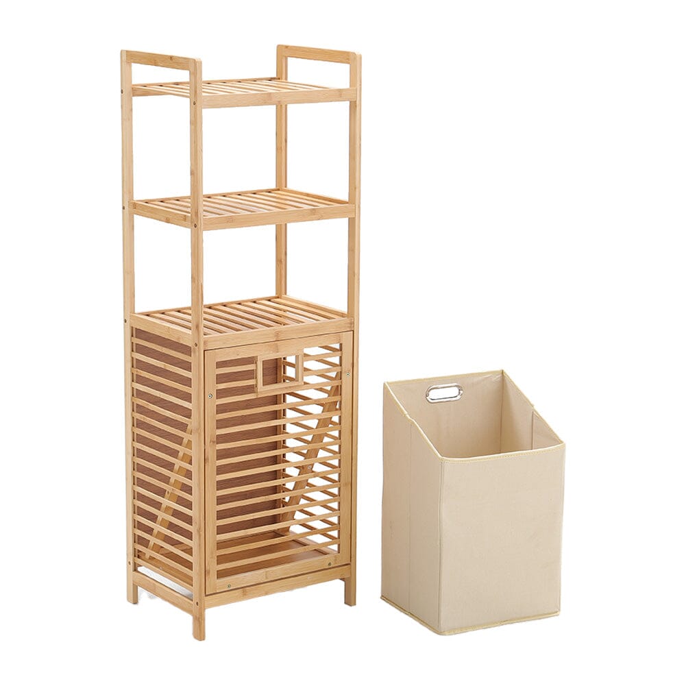 3/4 Tier Bamboo Laundry Basket Dirty Hanger Bottom With Liner Pockets Laundry Baskets Living and Home 