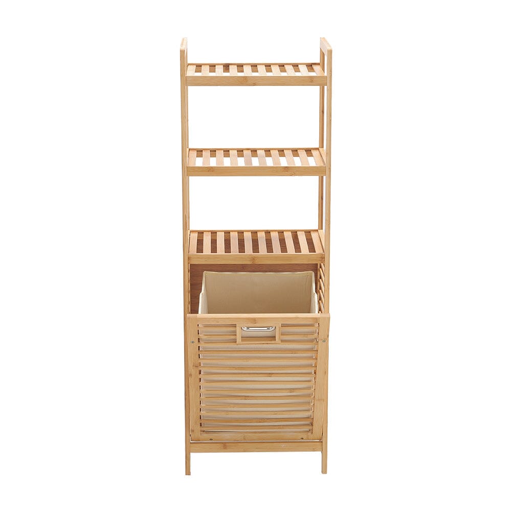 3/4 Tier Bamboo Laundry Basket Dirty Hanger Bottom With Liner Pockets Laundry Baskets Living and Home 