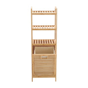 3/4 Tier Bamboo Laundry Basket Dirty Hanger Bottom With Liner Pockets Laundry Baskets Living and Home 