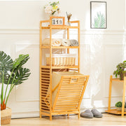 3/4 Tier Bamboo Laundry Basket Dirty Hanger Bottom With Liner Pockets Laundry Baskets Living and Home 4 Tier 