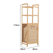 3/4 Tier Bamboo Laundry Basket Dirty Hanger Bottom With Liner Pockets Laundry Baskets Living and Home 