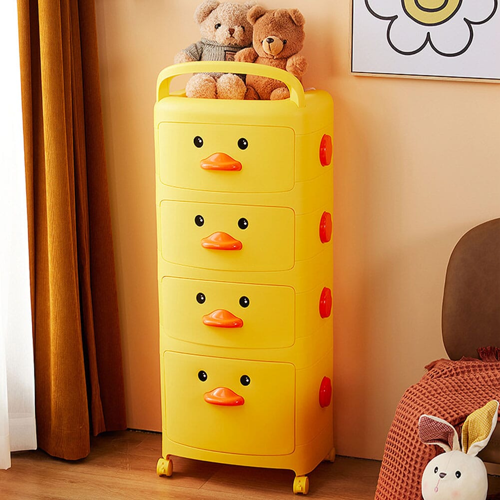 Cute Yellow Duck Storage Cart with Wheels Shelves & Racks Living and Home 4-Tier 