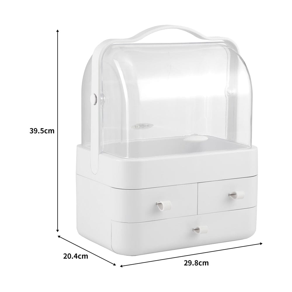 White Portable Dustproof Makeup Storage Box Makeup Organizers Living and Home 