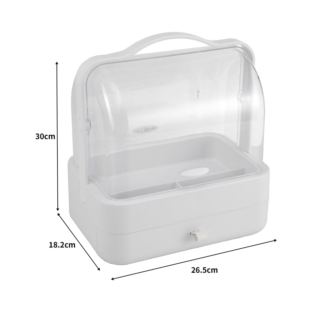 White Portable Dustproof Makeup Storage Box Makeup Organizers Living and Home 