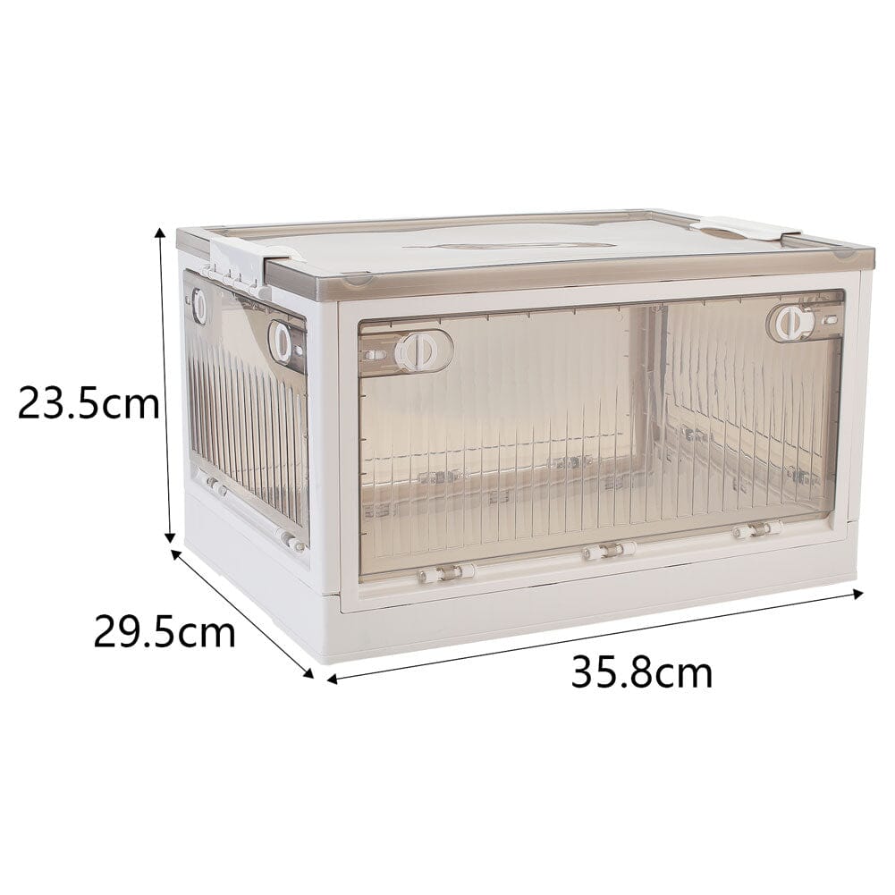 Transparent Folding Storage Box with Wheels Storage Drawers Living and Home 35.8cm W x 29.5cm D x 23.5cm H 