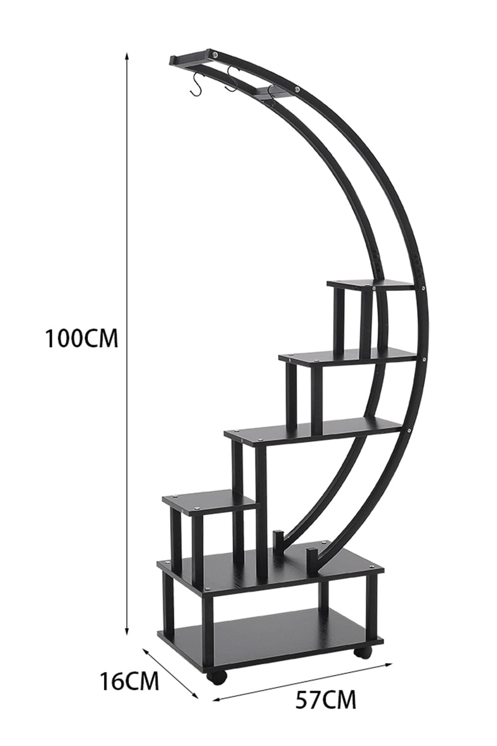 2pcs Half-Moon-Shaped Plant Stand Display Shelf with Wheels Plant Stands & Shelves Living and Home 