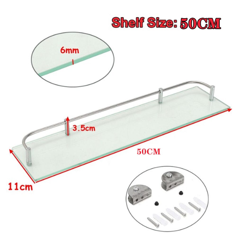 Shelf Tempered Glass 6MM Thick Storage Organizer Wall Mounted Bathroom Shower Caddies Living and Home 