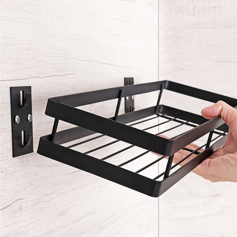 Bathroom Black Wall Mounted Organizer Spice Rack Storage Rack Shower Caddies Living and Home 