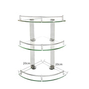 3 Tiers Bathroom Tempered Glass Corner Shelf with Steel Rail Wall Mounted Shower Caddies Living and Home 20x20cm 