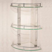 3 Tiers Bathroom Tempered Glass Corner Shelf with Steel Rail Wall Mounted Shower Caddies Living and Home 