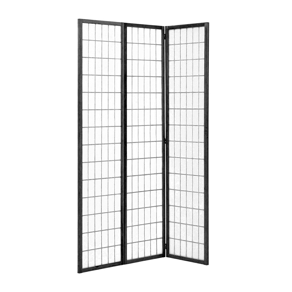 3/4 Panel Solid Wood Folding Room Divider Screen Stylish and Functional Partition Room Dividers Living and Home Black 3 Panel -H180*L130CM 