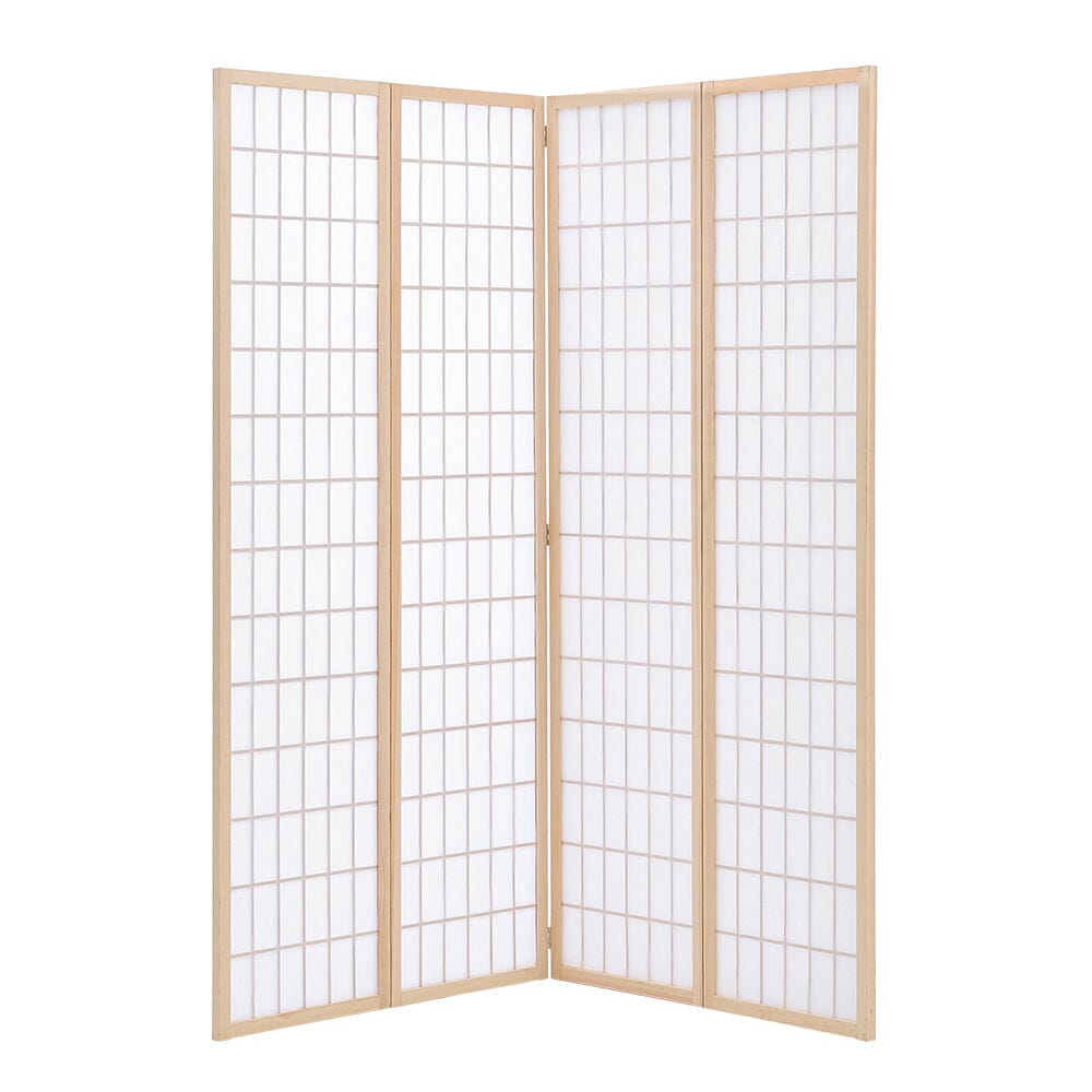 3/4 Panel Solid Wood Folding Room Divider Screen Stylish and Functional Partition Room Dividers Living and Home Natural 4 Panel -H180*L180CM 