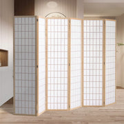 6-Panel Solid Wood Folding Room Divider Screen Natural Room Dividers Living and Home 