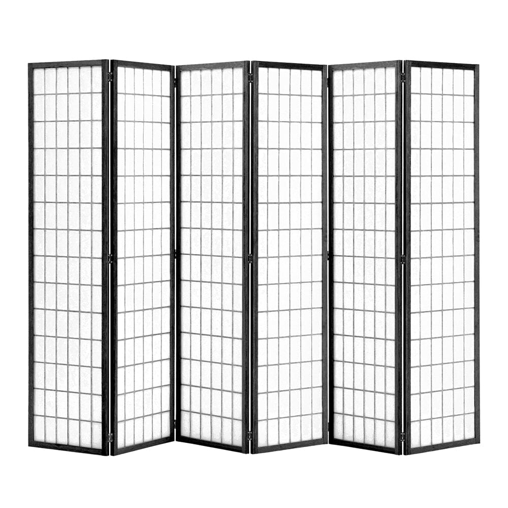 6-Panel Solid Wood Folding Room Divider Screen Natural Room Dividers Living and Home 