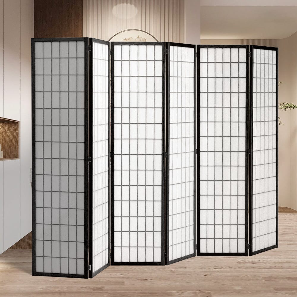 6-Panel Solid Wood Folding Room Divider Screen Natural Room Dividers Living and Home 