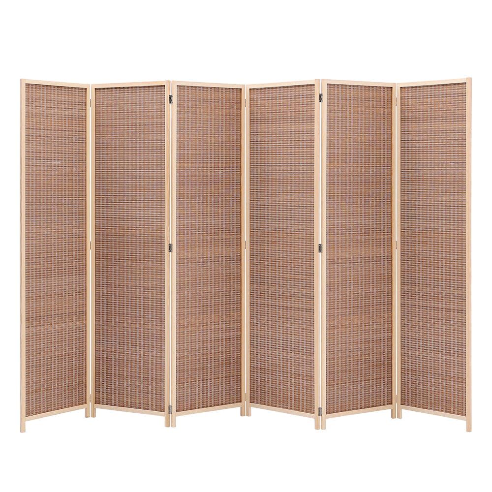 Brown Bamboo Woven 6-Panel Folding Room Divider Room Dividers Living and Home 