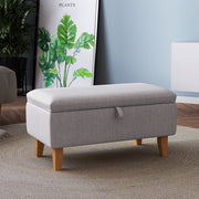 Storage Ottoman Linen Footrest Stool Bench Footstool Chair Pouffe Seat Storage Footstool & Benches Living and Home W 37 x L 71 x H 34 cm Light Grey 