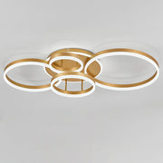 3/5 Circles LED Ceiling Light with Modern Gold FInish, Dimmable/Non-Dimmable Ceiling Lights Living and Home 5 Rings Non-Dimmable 