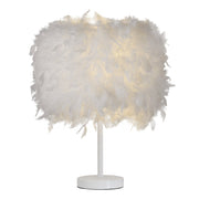 LED Table Lamp with Feather Lampshade Bedside Light Living and Home 