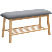 Shoe Bench Bamboo 2 Tier with Shoe Storage Rack