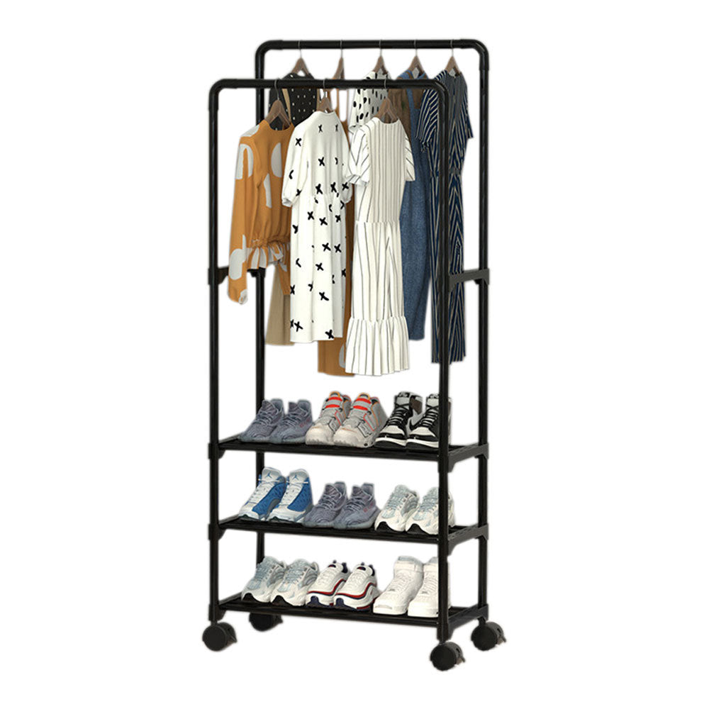 Double Rod Metal Clothes Rack on Wheels, SW0728