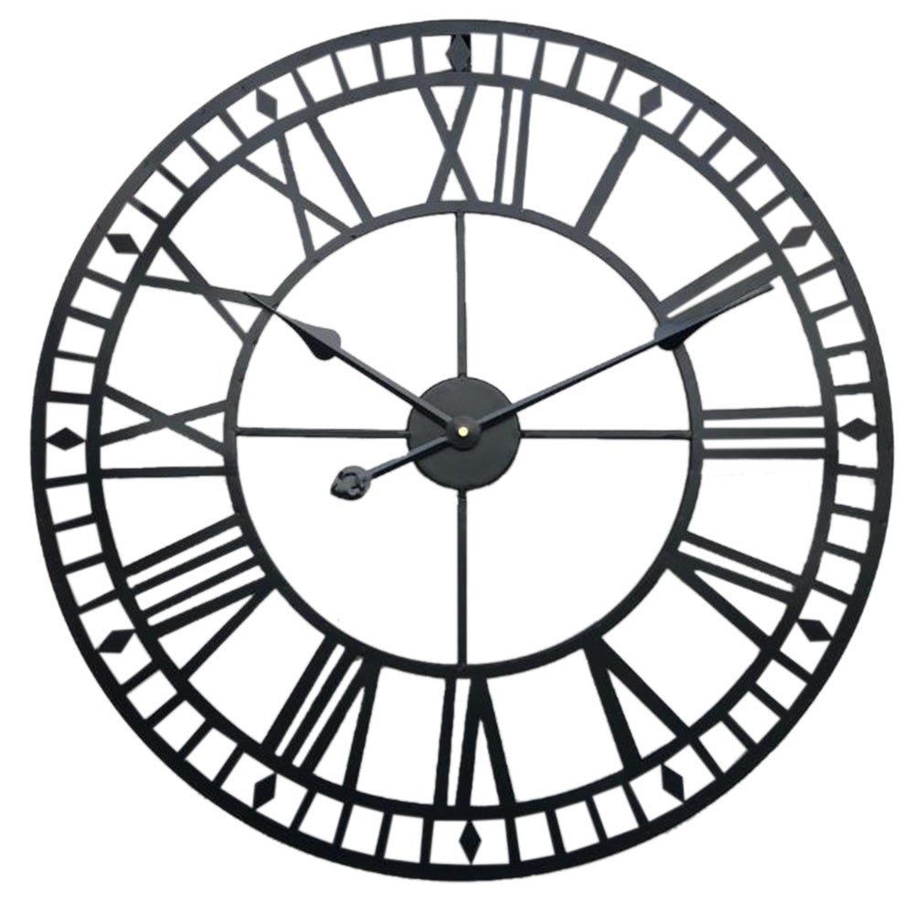 40CM Roman Numeral Skeleton Wall Clock Wallclock Living and Home Black 