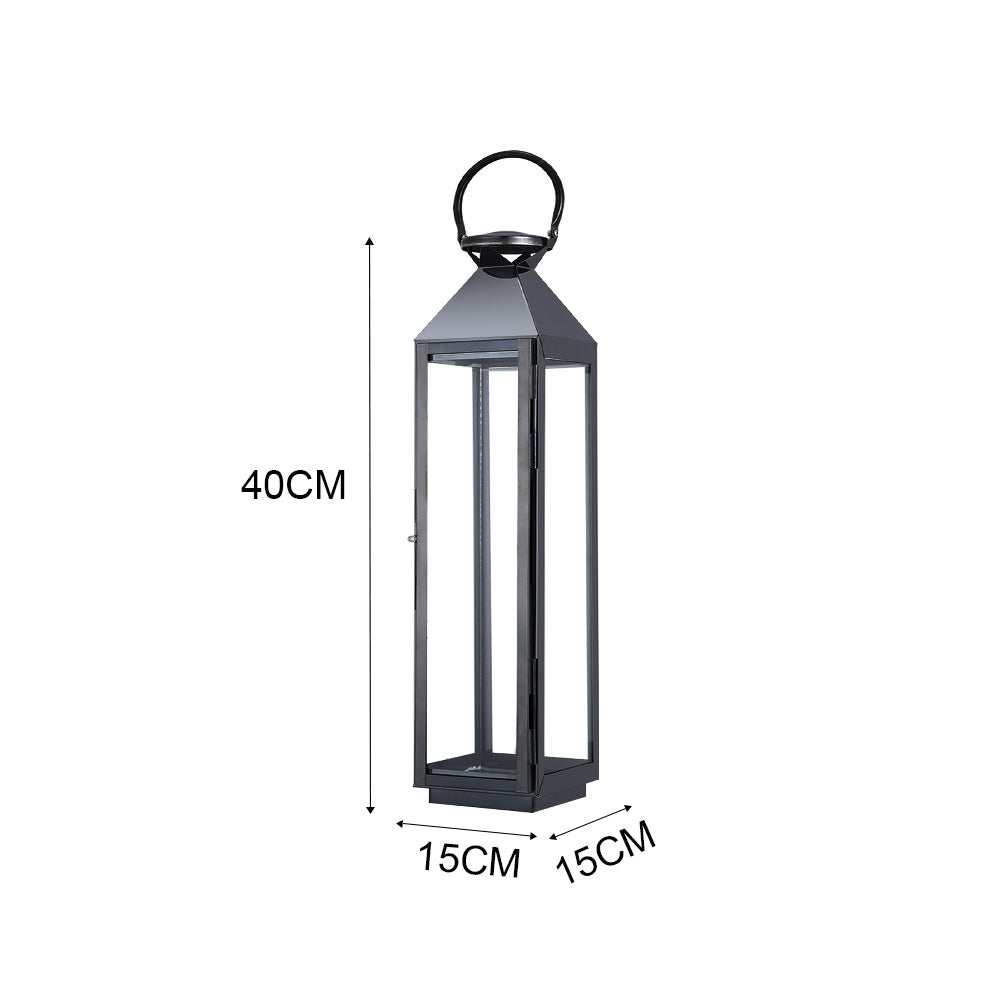 Black old Decorative Lanterns Stainless Steel Candle Lanterns Outdoor Lighting Living and Home Bright black 15*15*40 