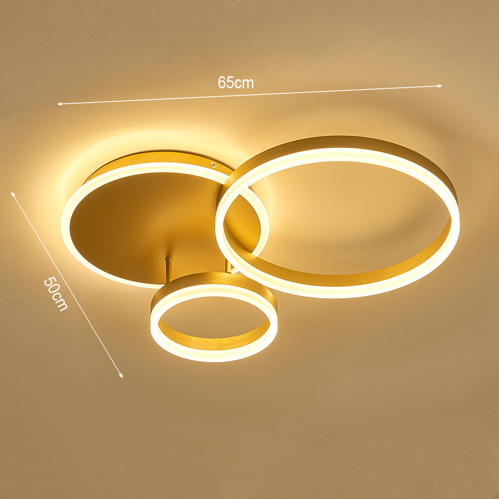 3/5 Circles LED Ceiling Light with Modern Gold FInish, Dimmable/Non-Dimmable Ceiling Lights Living and Home 