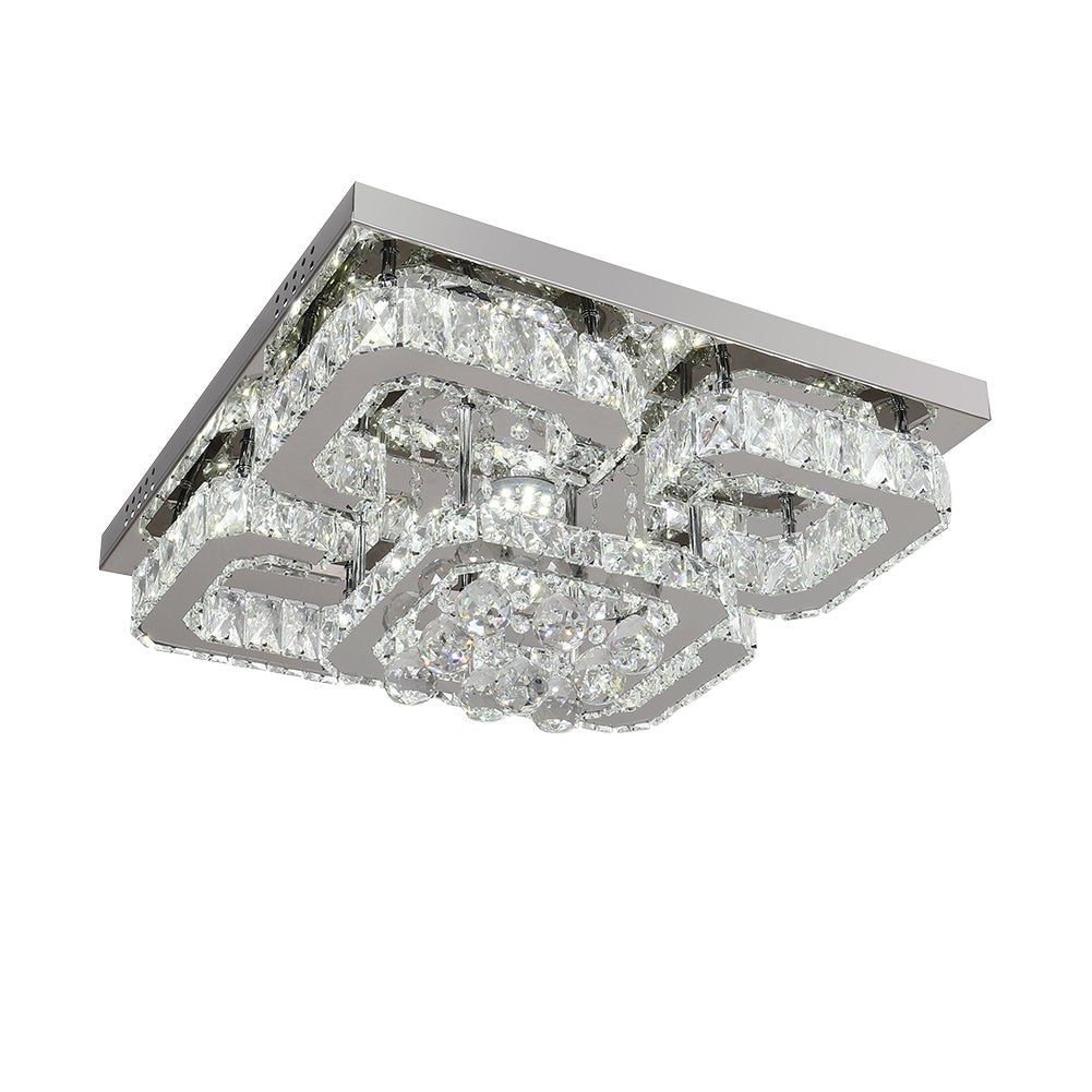 Square LED Ceiling Light with Crystal Heads Ceiling Light Living and Home 