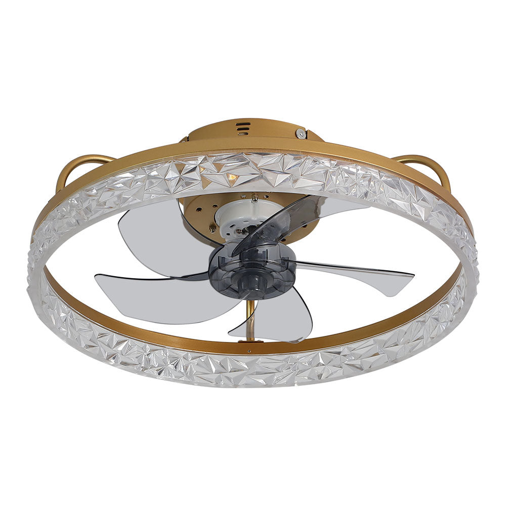 Modern Round Crystal Ceiling Fan with Light, DM0591